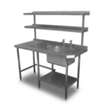 1.5m Stainless Steel Single Dishwasher Sink With Double Gantry