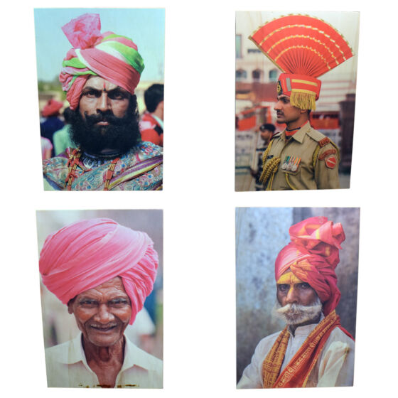  Photographs of Indian Men on Wooden Pannels