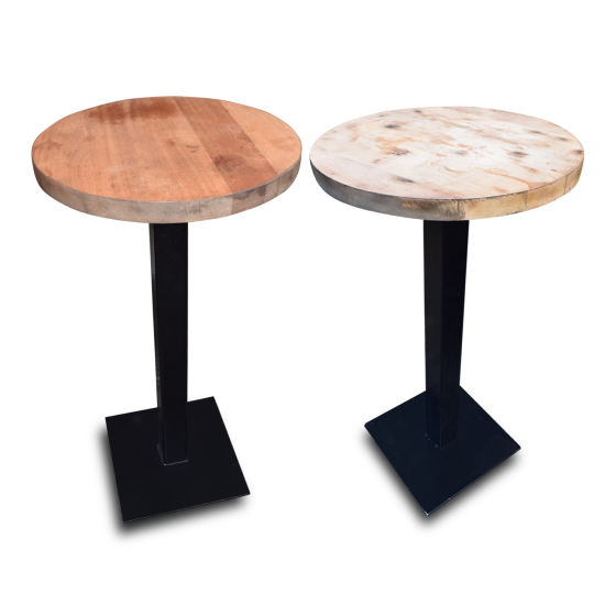 Tall Round Solid Wood Posuer Tables x3
