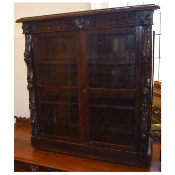 Victorian Oak Carved Bookcase