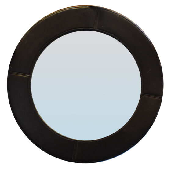 Circle Leather Framed Mirror