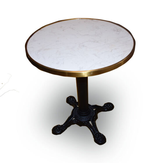 Round Table White Marble Effect Gold Trim x3