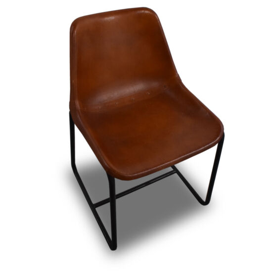 8 Leather & Metal Frame Chairs