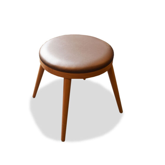 Brown Leather Padded Low Stools x7