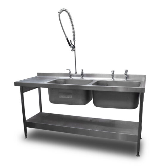 1.8m Stainless Steel Double Sink Unit