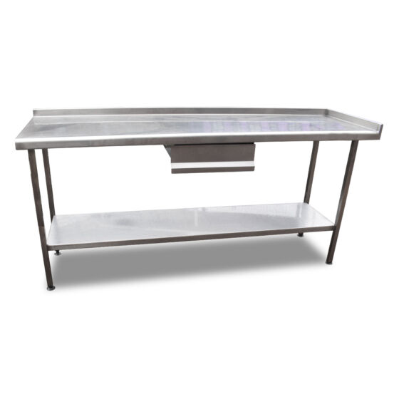 2m Stainless Steel Table with Drawer